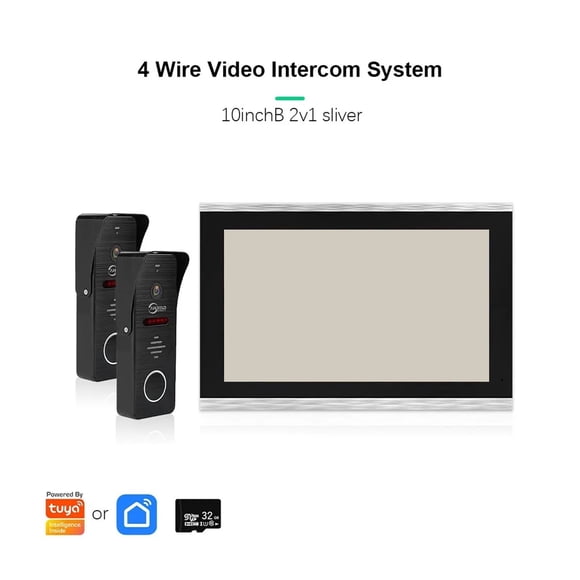 Système d'Intercom Vidéo avec Sonnette en Métal pour la Maison Tuya Caméra Vidéo Intelligente Doorhpone 160° 4 Câbles Moniteur Tactile 1080P, Détection Intelligente