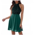 thumbnail image 2 of JGGSPWM Robe de Bal à Paillettes pour Femmes, Dos Nu, Sans Manches, Jupe Ajustée, Robe de Soirée, Élégante, Mariage, Demoiselle d'Honneur, Vert, P, 2 of 5
