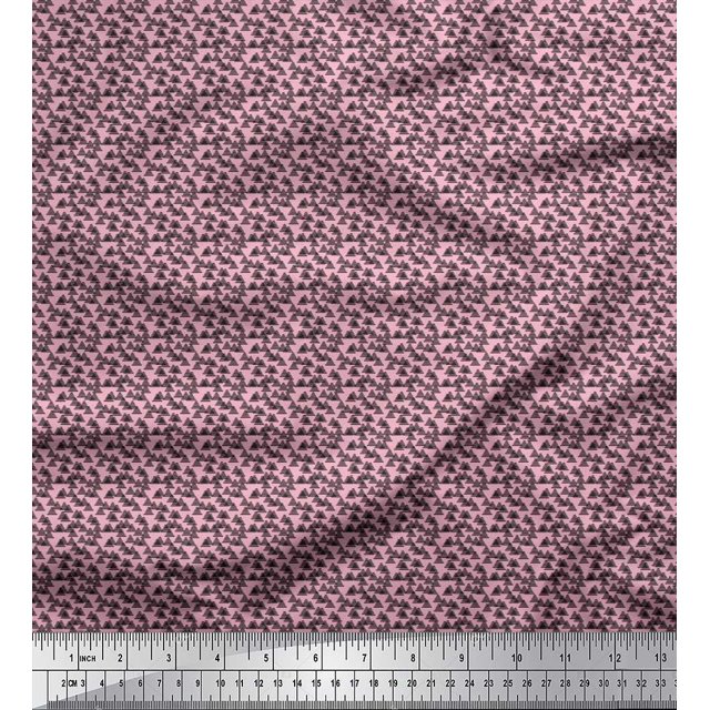 Soimoi Moss Georgette Fabric Triangle Shirting Print Sewing Fabric Yard 42 Inch Wide