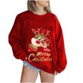 thumbnail image 1 of Costumes de Noël en Liquidation Mode Manches Longues Col Rond Imprimé de Noël Hauts Amples Blouse Chandails Grande Taille Chandail pour Femmes, 1 of 4