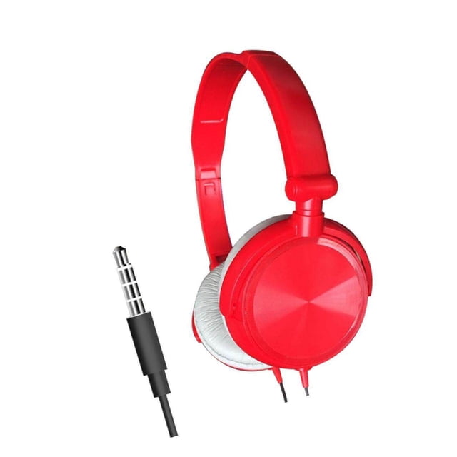 S1 Portable 3.5mm Wired Headset Stereo Foldable Headphones with Microphone Red