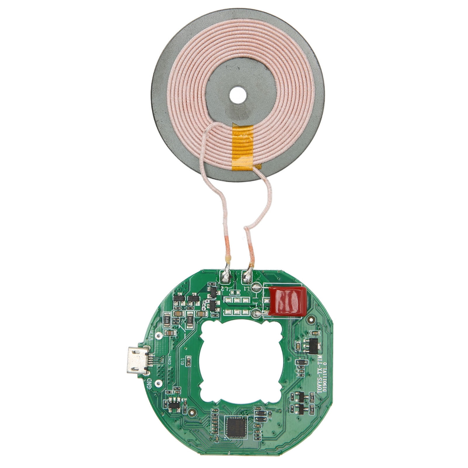 Wireless Charger PCBA Circuit Board, High Conversion Rate Efficient Micro USB Interface Wireless Charging Coil  For DIY Wireless Charging Tool