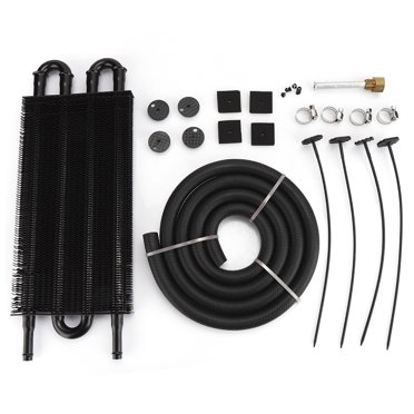 Oil Radiator, Cool Automatic Transmission Oil Transmission Radiator Car Modified Accessory Universal For Oil Cooler Replacement 4 Row Black