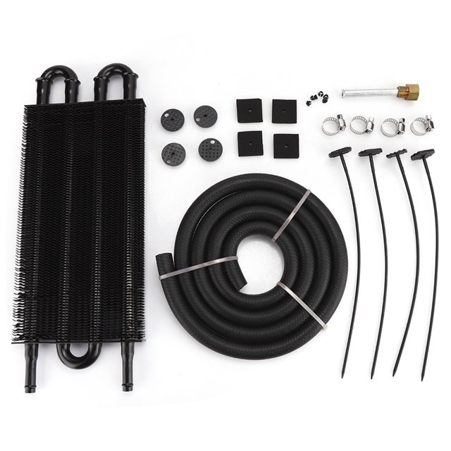 Oil Radiator, Cool Automatic Transmission Oil Transmission Radiator Car Modified Accessory Universal For Oil Cooler Replacement 4 Row Black