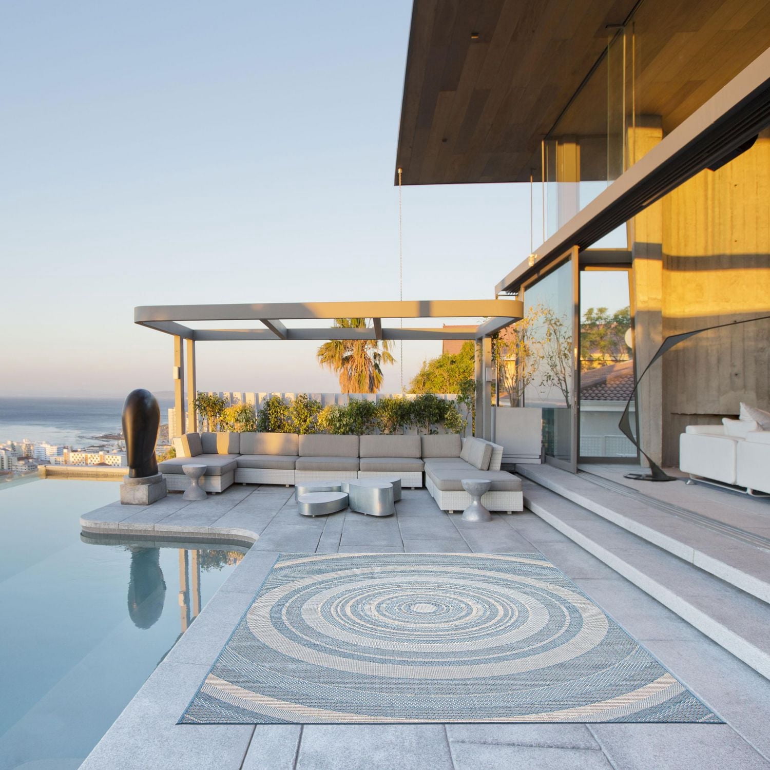 ECARPET Outdoor Area Rug for Patio, Deck, Backyard, Camping, Water Proof Carpet, Veranda Modern Collection