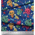thumbnail image 3 of Soimoi Modal Satin Fabric Dot,Bone & Skull Print Fabric by The Yard 42 Inch Wide, 3 of 3