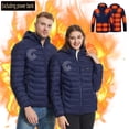thumbnail image 1 of EGNMCR Womens Plaid Shacket Jacket USB Intelligent Constant Temperature Heated Windproof Plus Size Coat For Men And Women Winter 21 Heated Jacket Coat Women Coat, 1 of 9