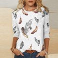 thumbnail image 2 of IROINID Économies Polyester T-Shirt à Manches Longues pour Femmes Loisirs Col Rond T-Shirt Automne Blouse Imprimée Hauts Chandail, Gris, 2 of 5