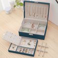 thumbnail image 3 of LSLJS Jewelry Organizer Box Leather Large Jewelry Boxes Earrings Holder Organizer Storage Case Double Layer Display with Removable Tray Elegant Jewelry Box, 3 of 5
