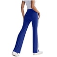 thumbnail image 4 of Lenpel Women's Flare Yoga Pants Drawstring Medium Rise Side Striped Bell Bottom Casual Pants Bootcut Workout Pants(Blue,Small), 4 of 6