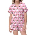 thumbnail image 2 of Ensemble de Sommeil Deux Pièces pour Filles, Pyjama à Manches Courtes à Boutons et Short, Imprimé Arc-en-Ciel, 2 of 4