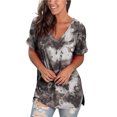thumbnail image 1 of Femmes Mode Dégradé Couleur V-Cou Manches Courtes T-shirt Tops Blouse, 1 of 1
