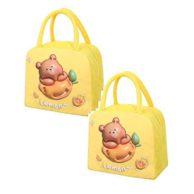 Oleegame 2 Pcs Sac de Rangement pour Produits à Main Sac Isolé Sac pour Boîte à Lunch Sac à Lunch Chiot Brun (Isolation 3D) Jaune