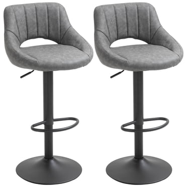 HOMCOM Bar Stools Set of 2 Swivel Adjustable Counter Height Barstools