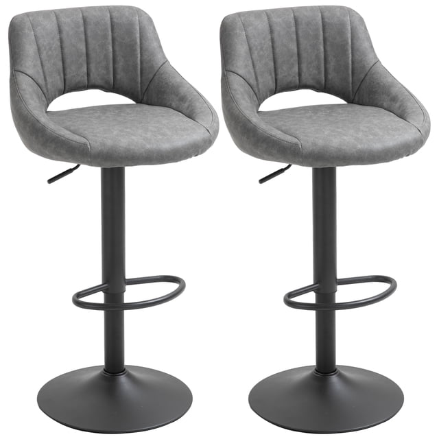 HOMCOM Bar Stools Set of 2 Swivel Adjustable Counter Height Barstools
