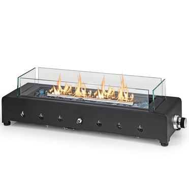 Costway Foyer au Propane de Table de 30 Pouces avec Pare-Vent, Roches en Verre, Brûleur en Acier Inoxydable