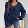 thumbnail image 4 of Yuyuzo Cardigans pour Femmes à Manches Longues, Col Ras du Cou, Tricot, Épaules Tombantes, Chandail, Automne Hiver, Veste Courte, 4 of 7