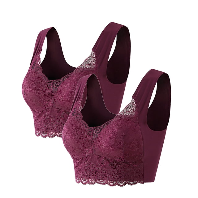 Timegard Bras for Women Plus Size Lace No Underwire Full-Coverage High Support Comfort Everyday Bras