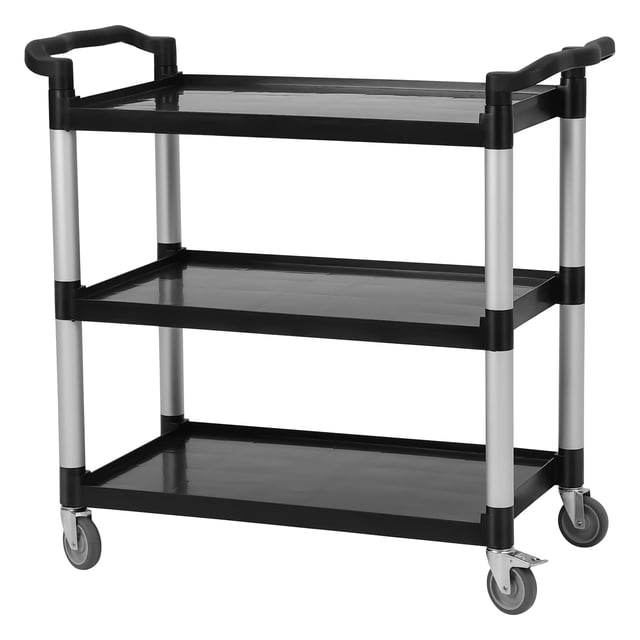 AKDSteel Heavy Duty 3-Tier Rolling Utility Cart – 500lb Capacity, Locking Wheels, Anti-Rust Plastic & Metal Frame, for Warehouse, Office, Kitchen, Restaurant