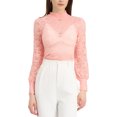 thumbnail image 1 of INSPIRE CHIC Long Sleeve Sheer Lace Blouse Pink S, 1 of 4