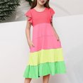 thumbnail image 3 of Plebaso Robes d'Été Décontractées pour Bébés Filles à Manches Volantées, Col Rond, Couleur Unie, Robe à Volants, Vêtements de Mode pour Filles, 3 of 5