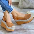 thumbnail image 4 of Leutsin Sandales d'Été Solides pour Femmes, Confortables, Talon Compensé, Chaussures de Plage Décontractées, 4 of 5