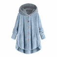 thumbnail image 1 of Womens Cardigan Plus Size Button Plush Tops Hooded Loose Cardigan Wool Coat Winter Jacket Navy Xl, 1 of 3