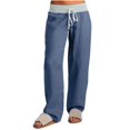 thumbnail image 1 of Timegard Pants for Women Low Waisted Drawstring Cinch Bottom Straight Leg Outdoor Cargo Pants with Pockets, 1 of 7