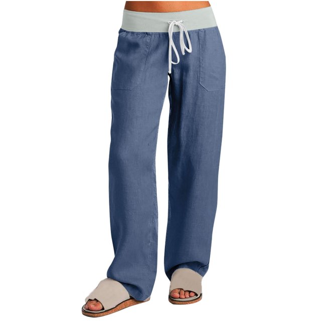 Timegard Pants for Women Low Waisted Drawstring Cinch Bottom Straight Leg Outdoor Cargo Pants with Pockets