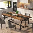 thumbnail image 3 of Tribesigns Dining Table for 8 People, Rectangular 70.9 inch Wood Kitchen Table with Metal Frame, Rustic Brown, 3 of 6