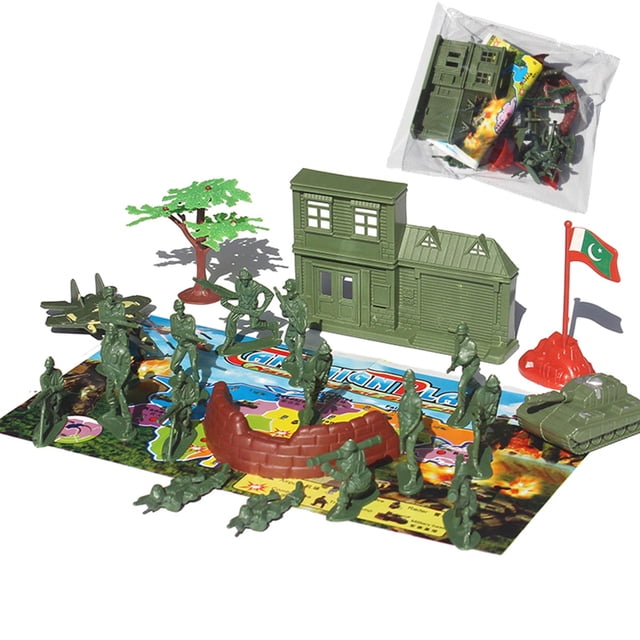 CIMAXIC sodier model 21pcs Military Plastic Soldier Model Toy Men Figures Accessories Kit Decor Play Set (Random Pattern for Aircraft and Flag),1.57"X1.38"X1.97"