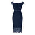 thumbnail image 4 of Robes pour Femmes 2024 Été Oversize Couleur Col en V Manches Courtes Épaules Dénudées Dentelle Ajourée Robe Rabais de 50 % Liquidation!, 4 of 8