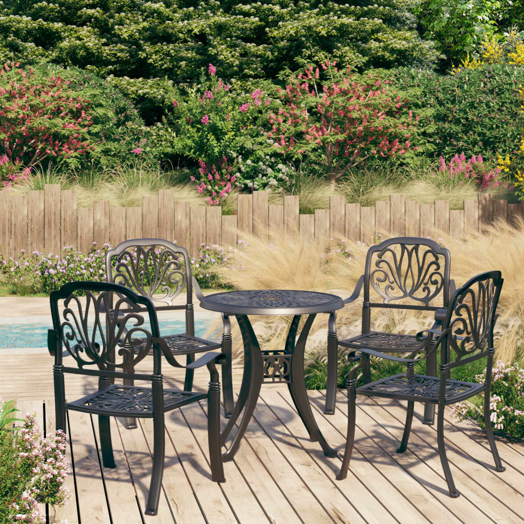 vidaXL 5 Piece Bistro Set Cast Aluminium Black