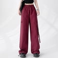 thumbnail image 2 of Timegard Hiking Pants for Women Cargo Pants Wide Leg Elastic Waisted Drawstring Athletic Trousers with Pockets, 2 of 5