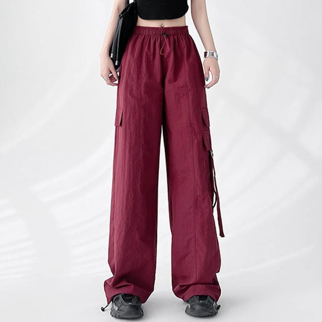 LSLJS Women's Mid-waist Pocket Overalls Casual Pants In Spring and Summer, Womens Cargo Pants Summer Clothes