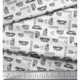 thumbnail image 3 of Soimoi White Georgette Viscose Fabric Coffee Time Text Printed Fabric 1 Yard 42 Inch Wide, 3 of 5