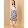 thumbnail image 2 of INSPIRE CHIC Women's Floral High-Low Elastic Waist Ruffle Hem Flowy Midi Chiffon Skirt, 2 of 6