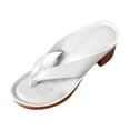 thumbnail image 2 of Heel Sandals for Women Flip Flops Slide Block Chunky Heel Soft Sole Beach Summer Backless Pumps White, 2 of 6
