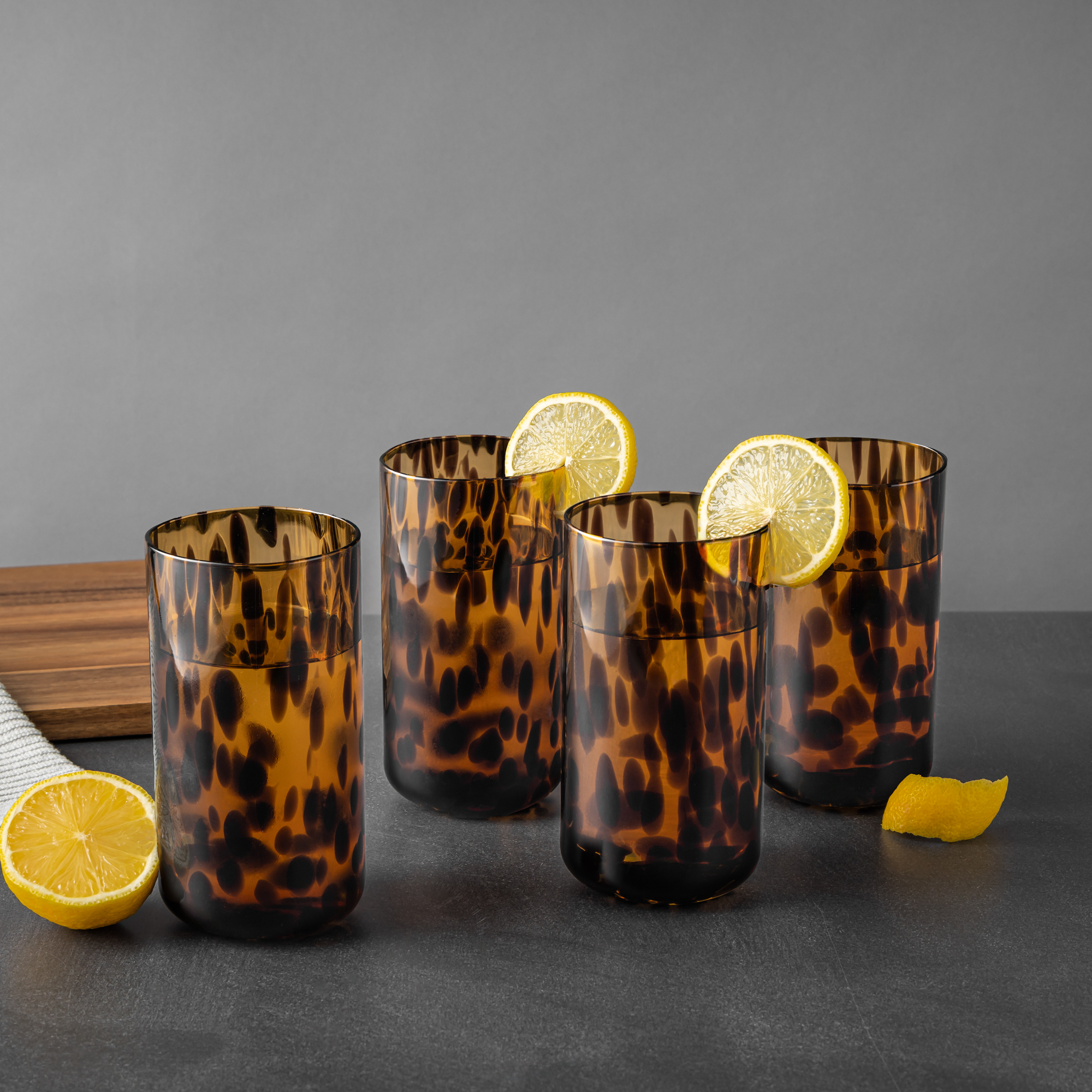 Verres à boire Thyme & Table 20 fl oz motif tortue brune, lot de 4