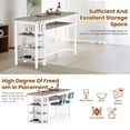 thumbnail image 2 of AWQM Gray Pub Table Set for 2, 4-Tier Storage Kitchen Table and Chairs Set, Counter Height Bar Table Set with 2 PU Leather Upholstered Chairs, for Kitchen Island, Dining Room, Pub, Gray, 2 of 8