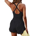 thumbnail image 3 of Kmbangi Women's Solid Color Cami Playsuits Sleeveless Sports Short Jumpsuits Summer Cross Backless Romper Tracksuits, 3 of 4