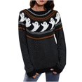 thumbnail image 1 of IROINID Pull à Col Rond pour Femme Imprimé Confortable Mi-Longue Manches Longues Halloween Loisirs Pull à Tricoter Tops, 1 of 5