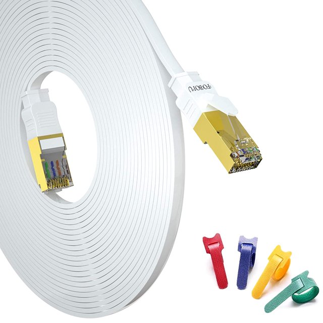 Cat 7 Ethernet Cable 50 ft, Foboiu Cat7 Internet Network Cable Shielded, 15ft Ethernet Patch Cord, Slim Ether LAN Cable Wire for Gigabit Modem, Router, Xbox, PC, Gaming, PS4, Switch(White)