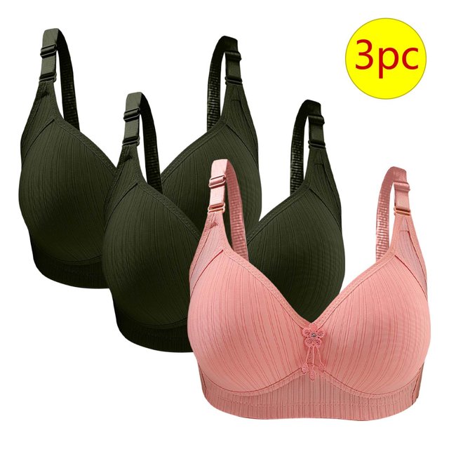 Bras for Women, 3PC Womans Large Size Solid Color Without Steel Ring Gathering Comfortable Bras Daily Bra