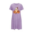 thumbnail image 5 of Sakmal Robe de Nuit Moo Moo Violette pour Femmes Courte Grande Taille Halloween Douce Robe de Nuit à Manches Courtes Imprimé Citrouille Robes de Nuit pour Femmes, 5 of 5