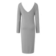 thumbnail image 4 of dmqupv Robe de Maternité Hiver Confortable Douce Élégante Couleur Unie Ajustée Col en V Robe de Maternité pour Femmes Gris, Taille pour L, 4 of 6