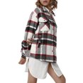 thumbnail image 4 of FOCUSNORM Manteau à Carreaux pour Femmes Juniors, Manches Longues, Col Boutonné, 4 of 9