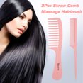 thumbnail image 4 of Yeacher 2Pcs Hair Brush Wide Tooth Comb Dense Tooth Comb Straw Comb, 4 of 5