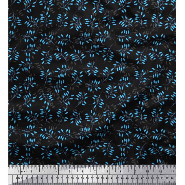 Soimoi Poly Georgette Fabric Artistic Leaves Decor Fabric Printed Yard 52 Inch Wide