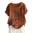 thumbnail image 1 of Pisexur Hauts d'Été pour Femmes T-Shirts Graphiques à Fleurs en Coton Blouse Ample à Imprimé Floral Col Rond Blouse Surdimensionnée Chemises Décontractées à Manches Courtes, 1 of 3